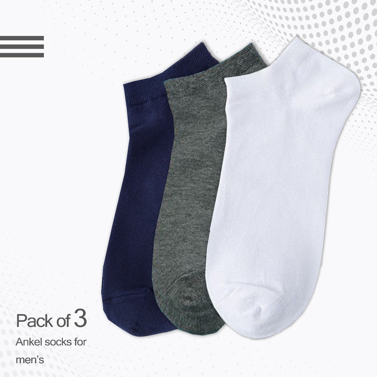 Men's basic ankle socks - Pack of 3