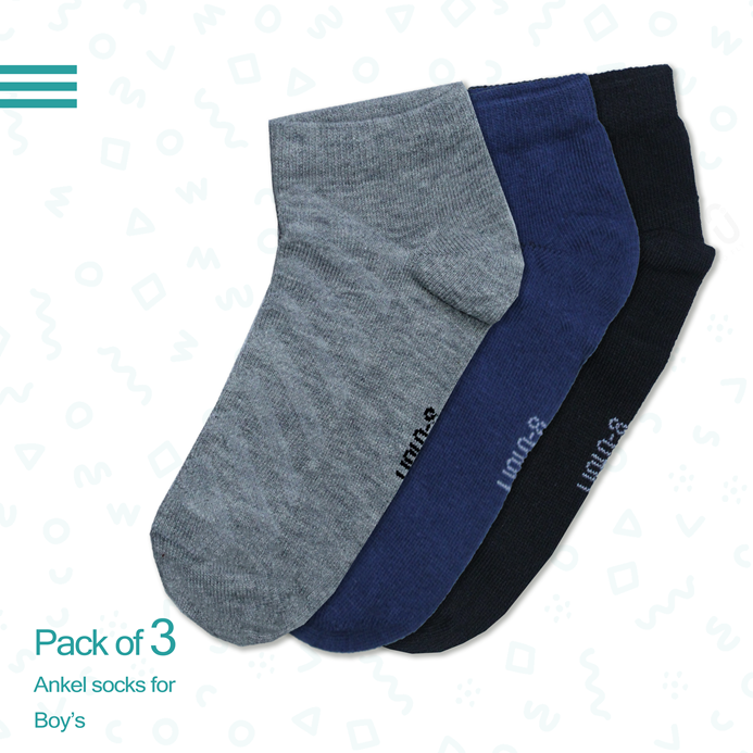 Boy's basic ankle socks - Pack of 3