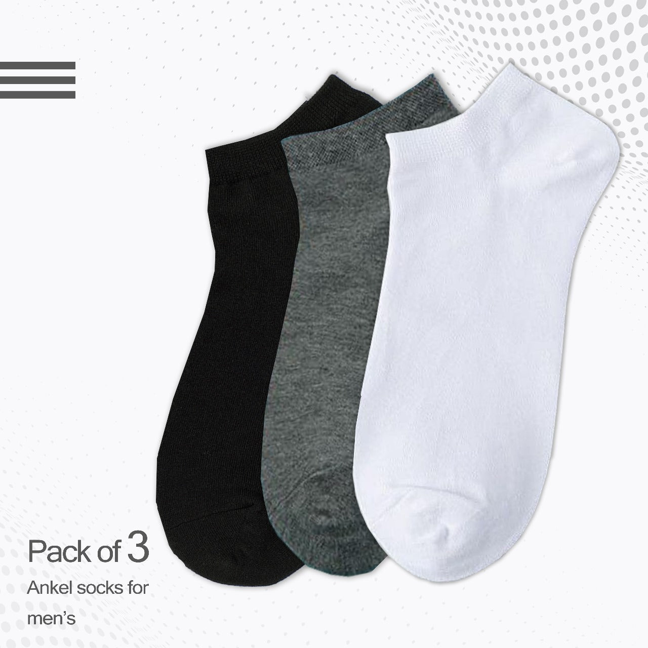 Men's basic ankle socks - Pack of 3