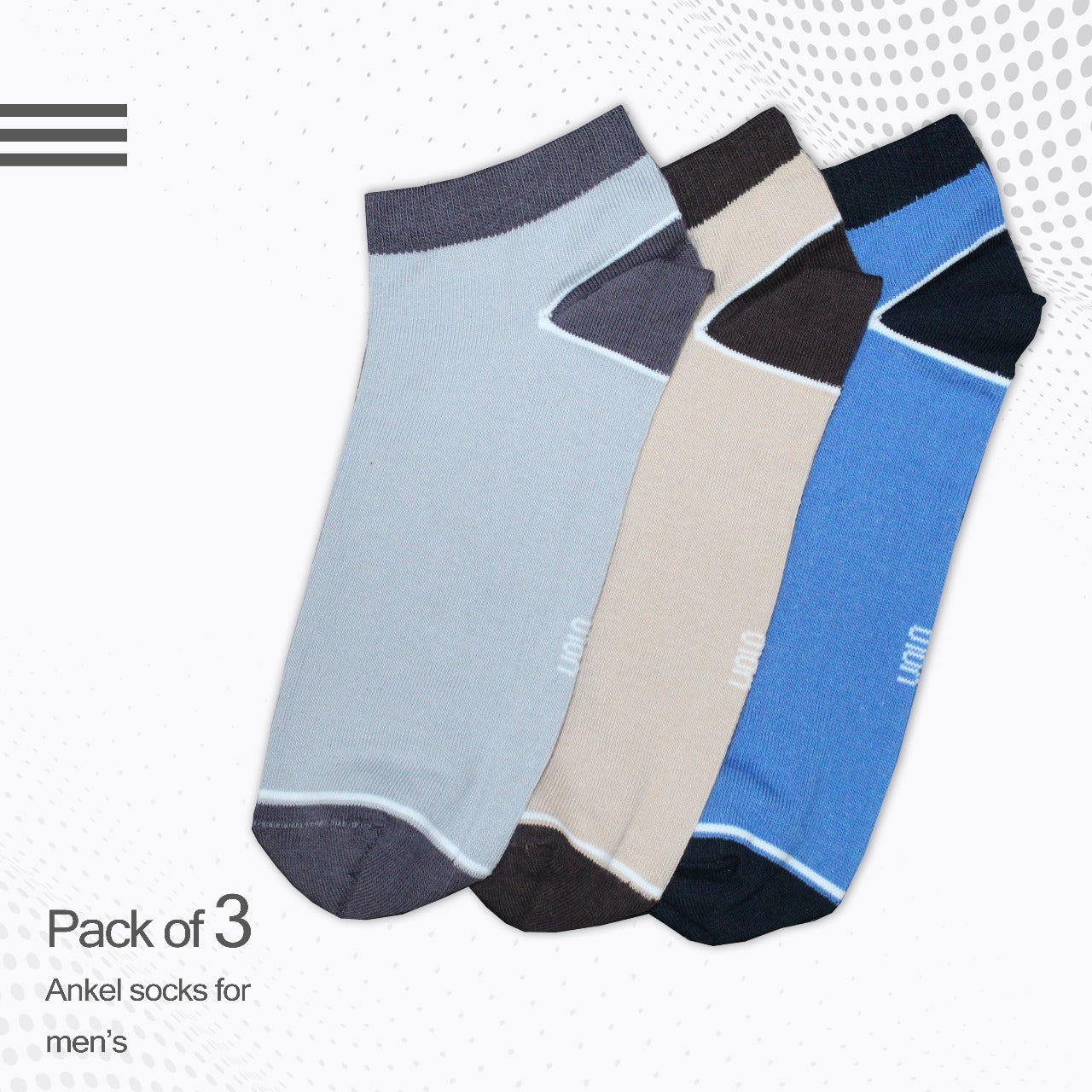 Men's printed ankle socks - Pack of 3