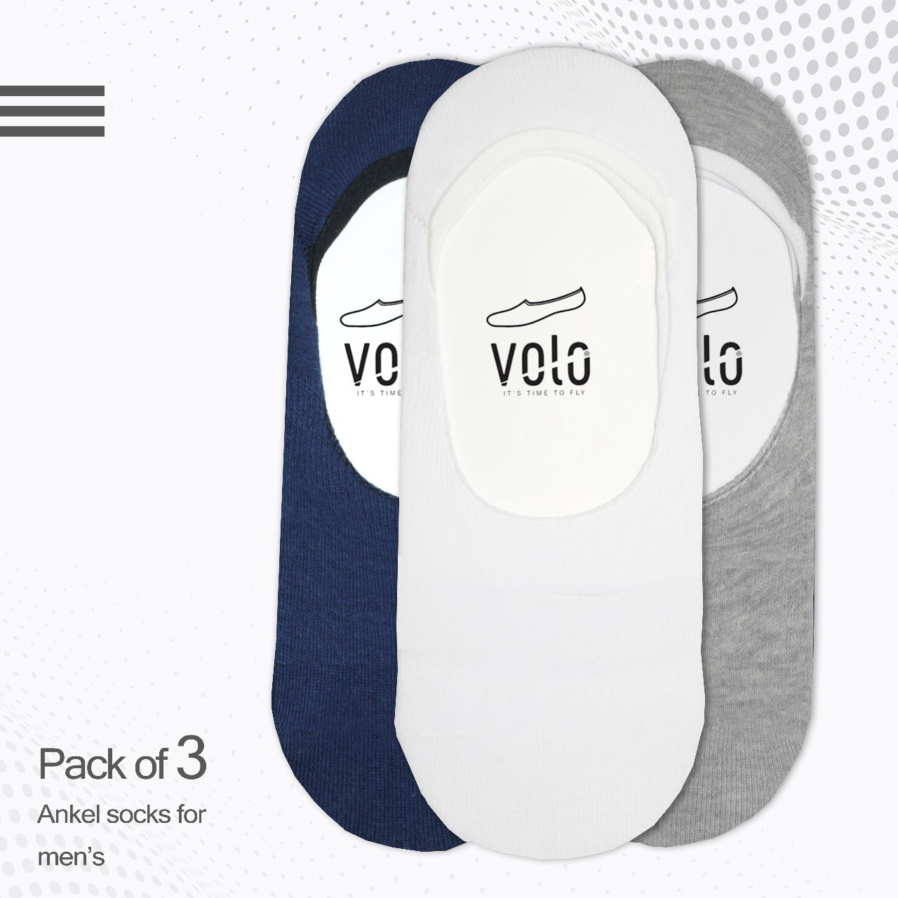 Men's basic no show socks - Pack of 3