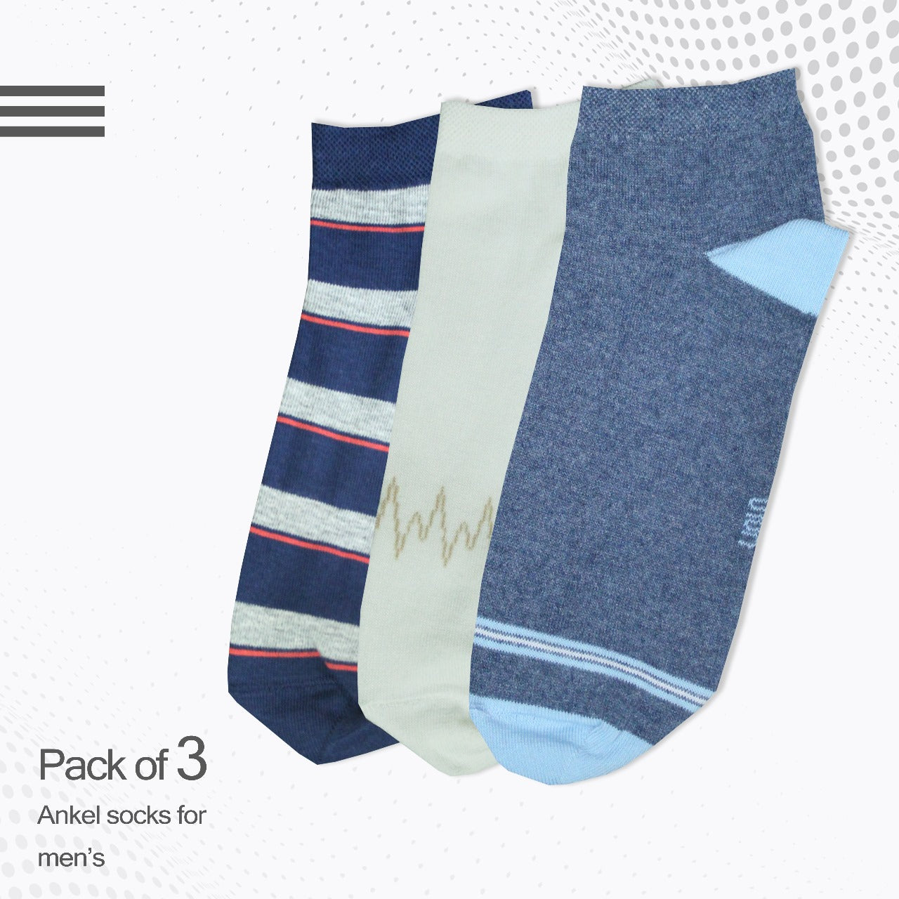 Men's printed ankle socks - Pack of 3