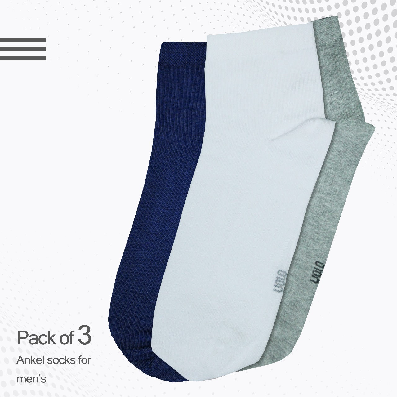 Men's basic half socks - Pack of 3