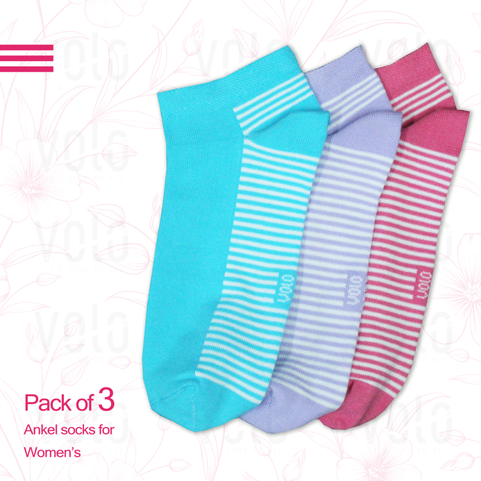 Women's printed ankle socks - Pack of 3