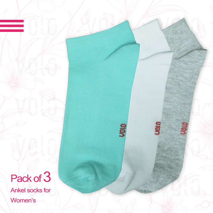 Women's basic ankle socks - Pack of 3