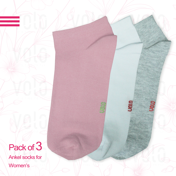 Women's basic ankle socks - Pack of 3