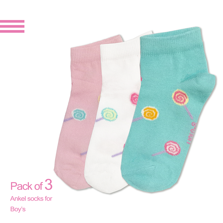 Girls printed ankle socks - Pack of 3