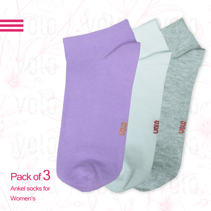 Women's basic ankle socks - Pack of 3