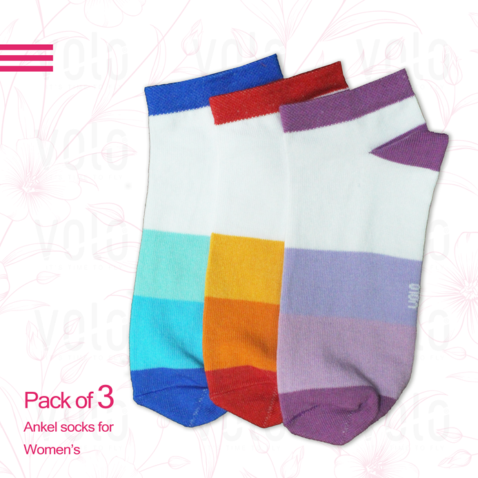 Women's printed ankle socks - Pack of 3