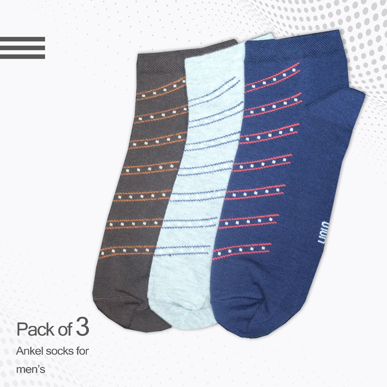 Men's printed ankle socks - Pack of 3
